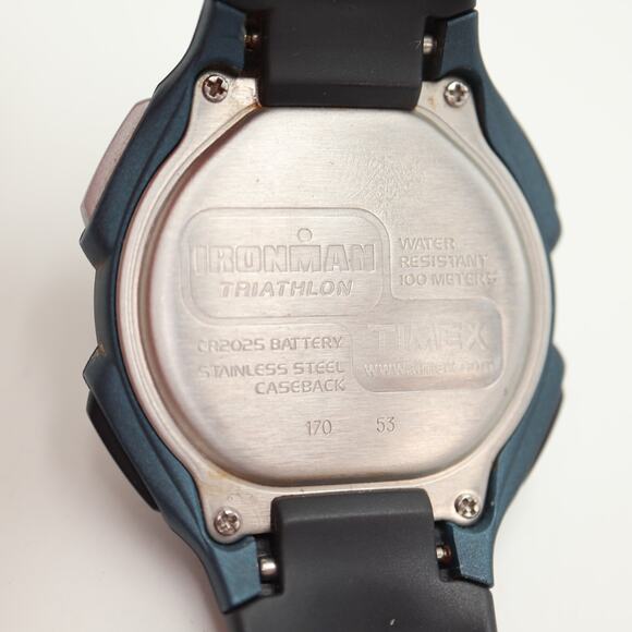 Timex Ironman Triathlon Mens Black Blue 39mm Digital Watch w New Battery - Picture 11 of 11
